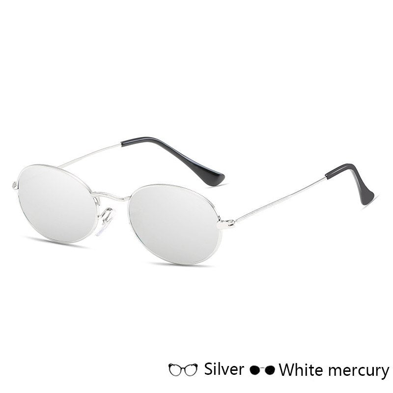 Fashion Women Sunglasses Famous Oval Sun Glasses Luxury Brand Metal Round Frames Black Small Eyewear