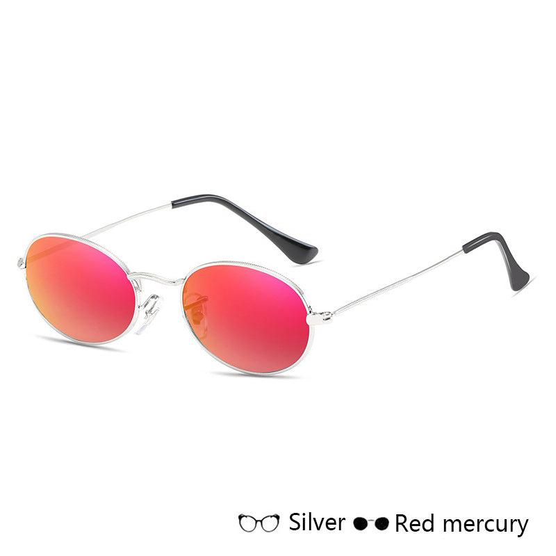Fashion Women Sunglasses Famous Oval Sun Glasses Luxury Brand Metal Round Frames Black Small Eyewear