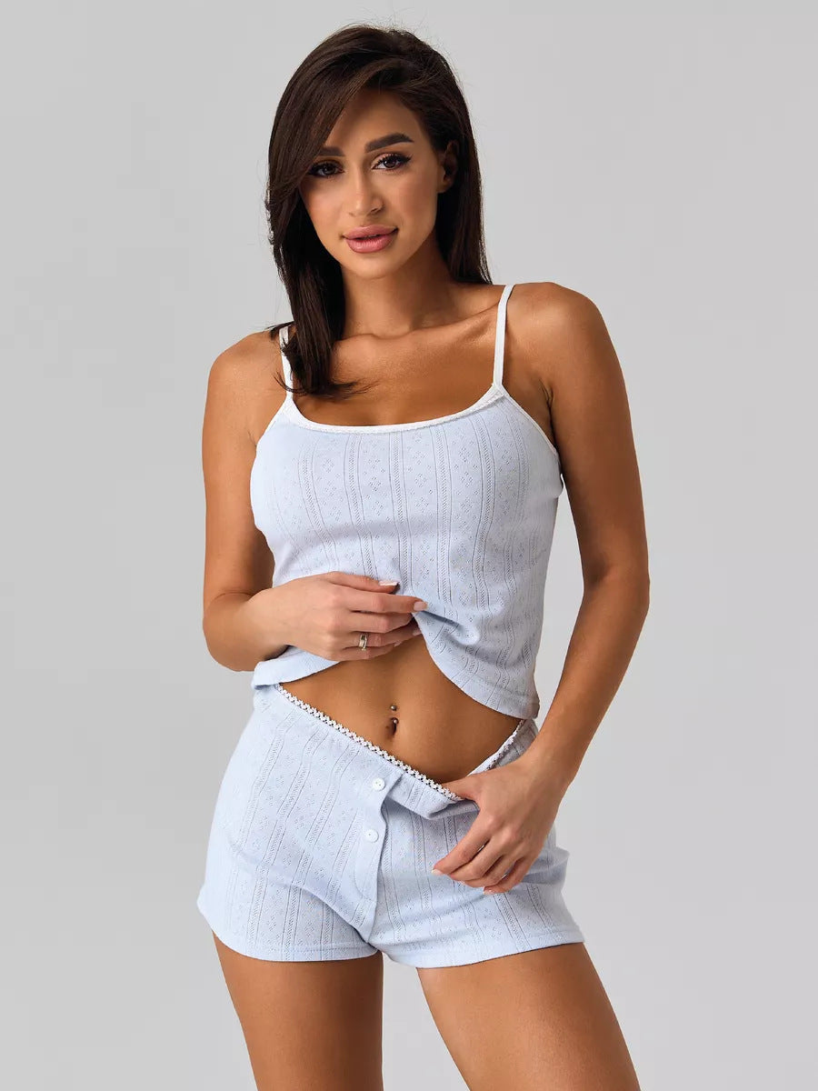 Women's Pajamas Summer Suspender Top Shorts Home Wear Two-piece Set