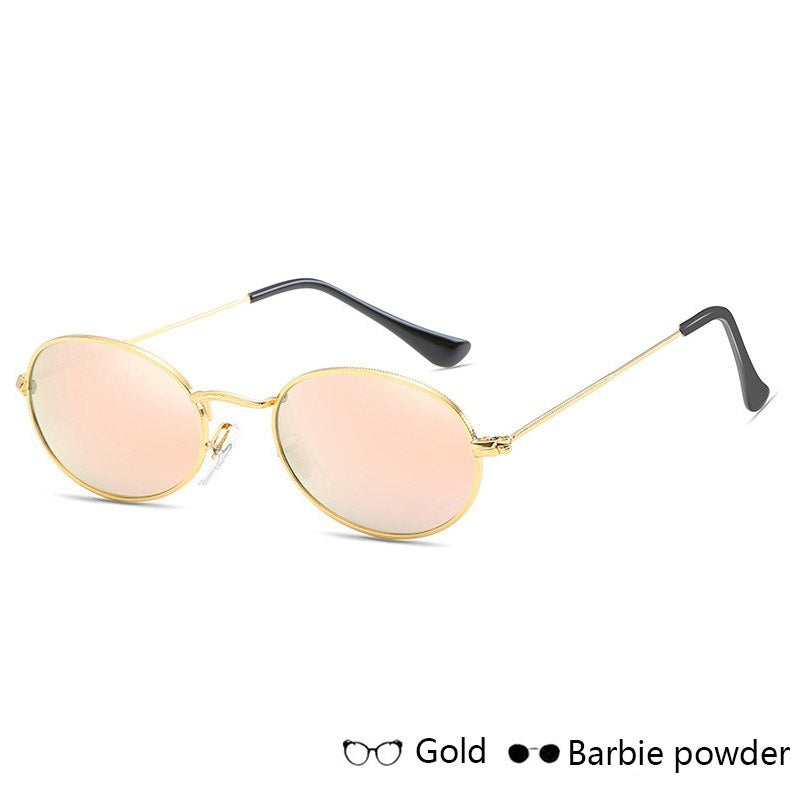 Fashion Women Sunglasses Famous Oval Sun Glasses Luxury Brand Metal Round Frames Black Small Eyewear