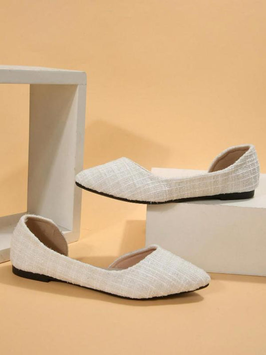 Women's Solid Color Pointed Toe Flat Shoes Fashionable Slip