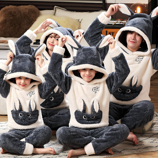 A Family Of Three Coral Plush Housewear Suit