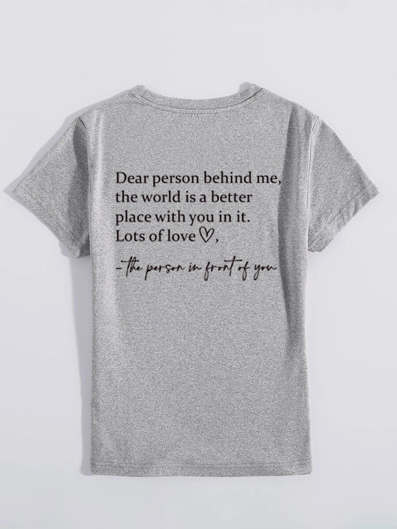Round Neck Slogan Printed Short Sleeved T-shirt