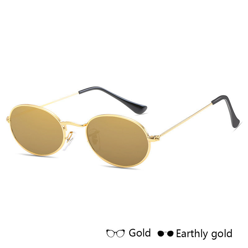 Fashion Women Sunglasses Famous Oval Sun Glasses Luxury Brand Metal Round Frames Black Small Eyewear