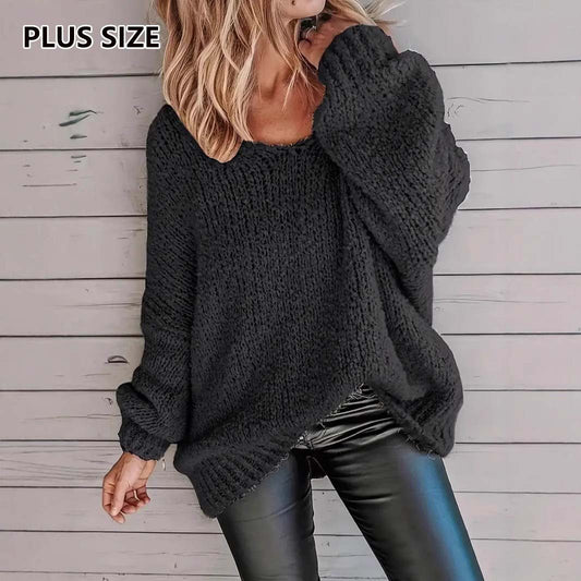 Loose Casual Plus Size Crew Neck Pullover Sweater