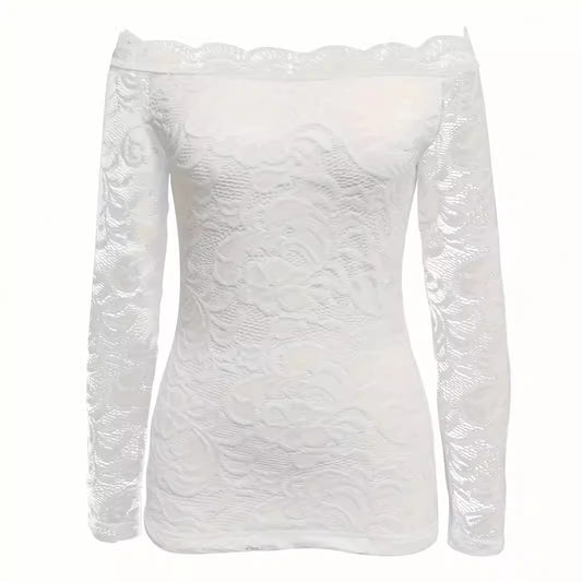 Women's Solid Color Sexy Lace Casual All-match Bottoming Shirt