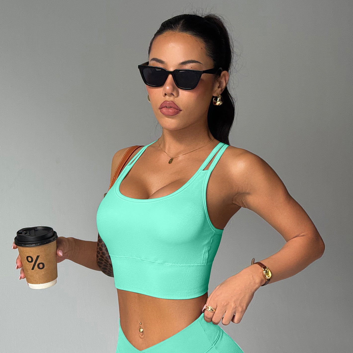 Fitness Yoga High-strength Sports Underwear Women's Shockproof Fixing Cup Yoga Bra