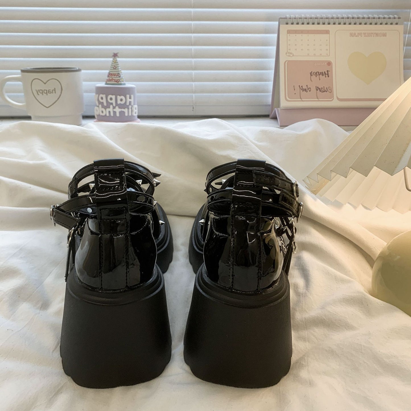Fashion Bat Cosplay Metal Chain Buckle Lolita Shoes