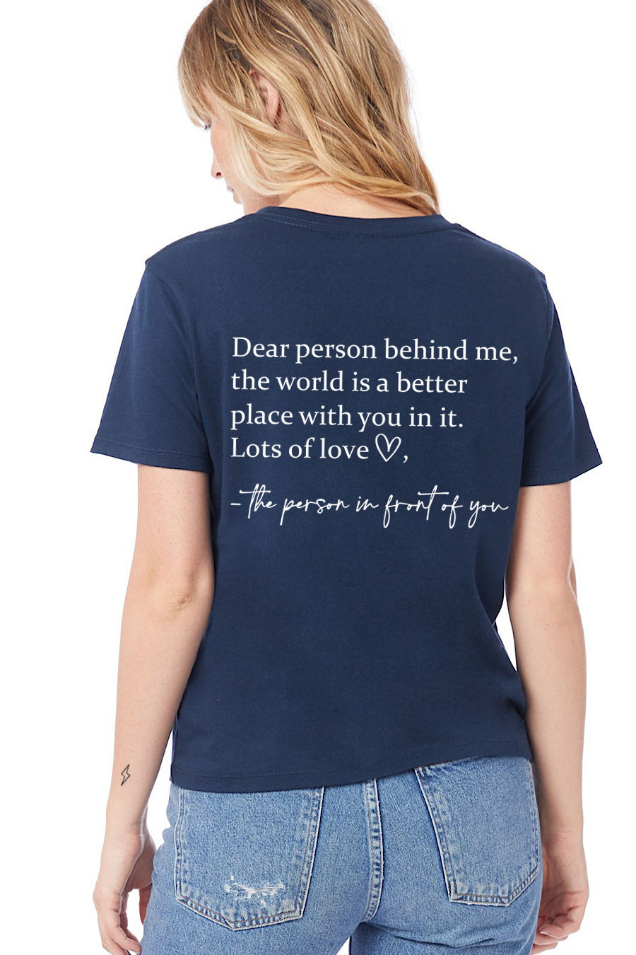 Round Neck Slogan Printed Short Sleeved T-shirt