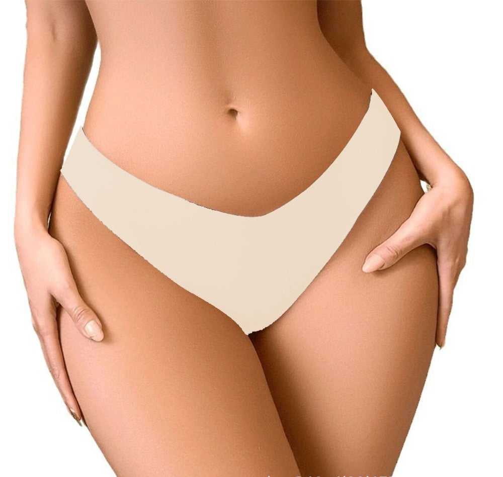 Plus Size Ice Silk Seamless One-piece High Elastic Invisible Thin V-shaped Waist Briefs