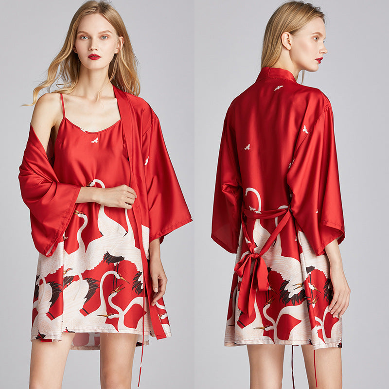 Summer silk robe