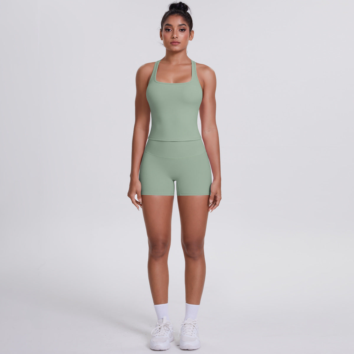 Brushed Outdoor Leisure Running Yoga Clothes Beauty Back Hip Raise Skinny Shorts Suit