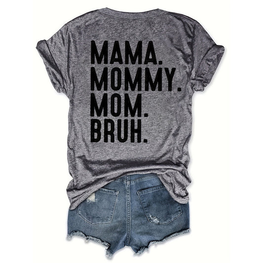 Women's Heart & Letter Print Crew Neck T-Shirt, Casual Short Sleeve Top For Spring & Summer