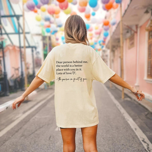 Round Neck Slogan Printed Short Sleeved T-shirt