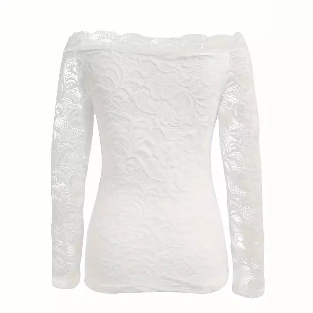Women's Solid Color Sexy Lace Casual All-match Bottoming Shirt