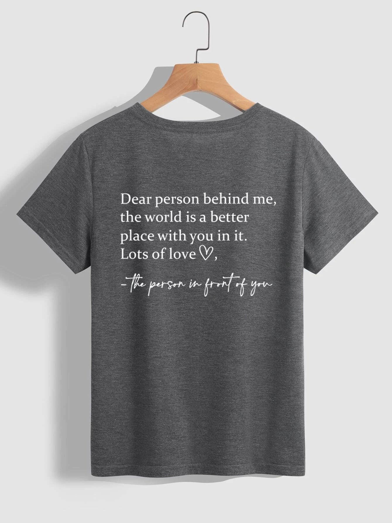 Round Neck Slogan Printed Short Sleeved T-shirt