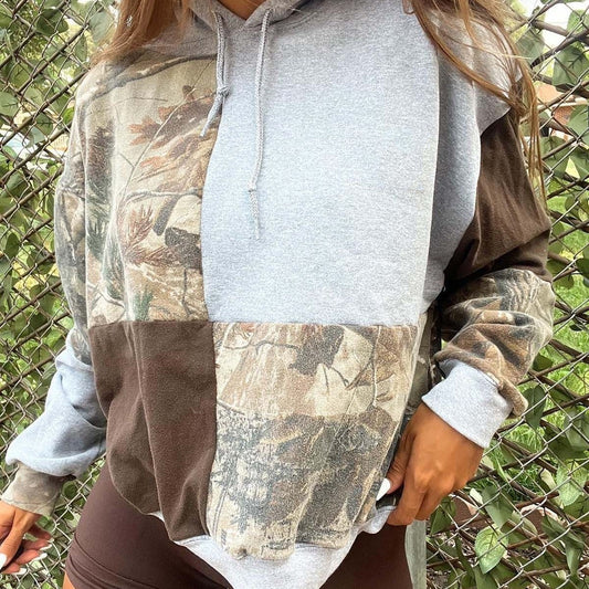 Leaves Camouflage Print Street Pullover Hooded Sweatshirt