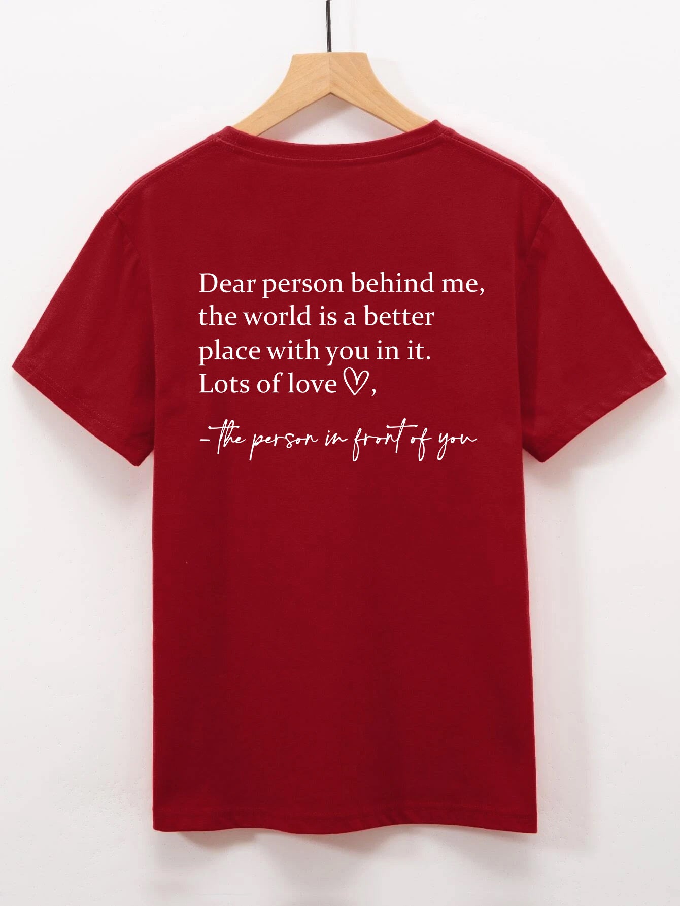 Round Neck Slogan Printed Short Sleeved T-shirt