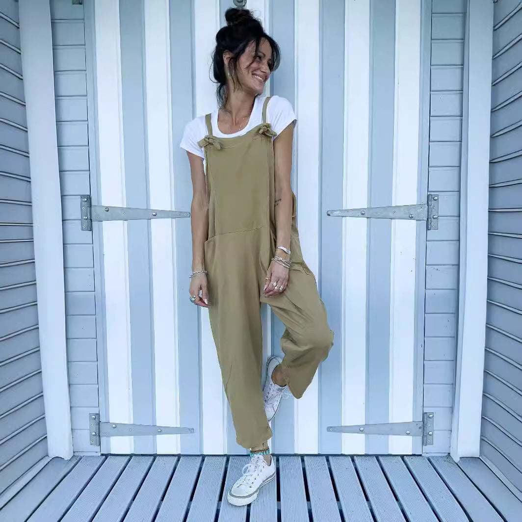 Women's European And American Style Summer Loose Sleeveless Overalls