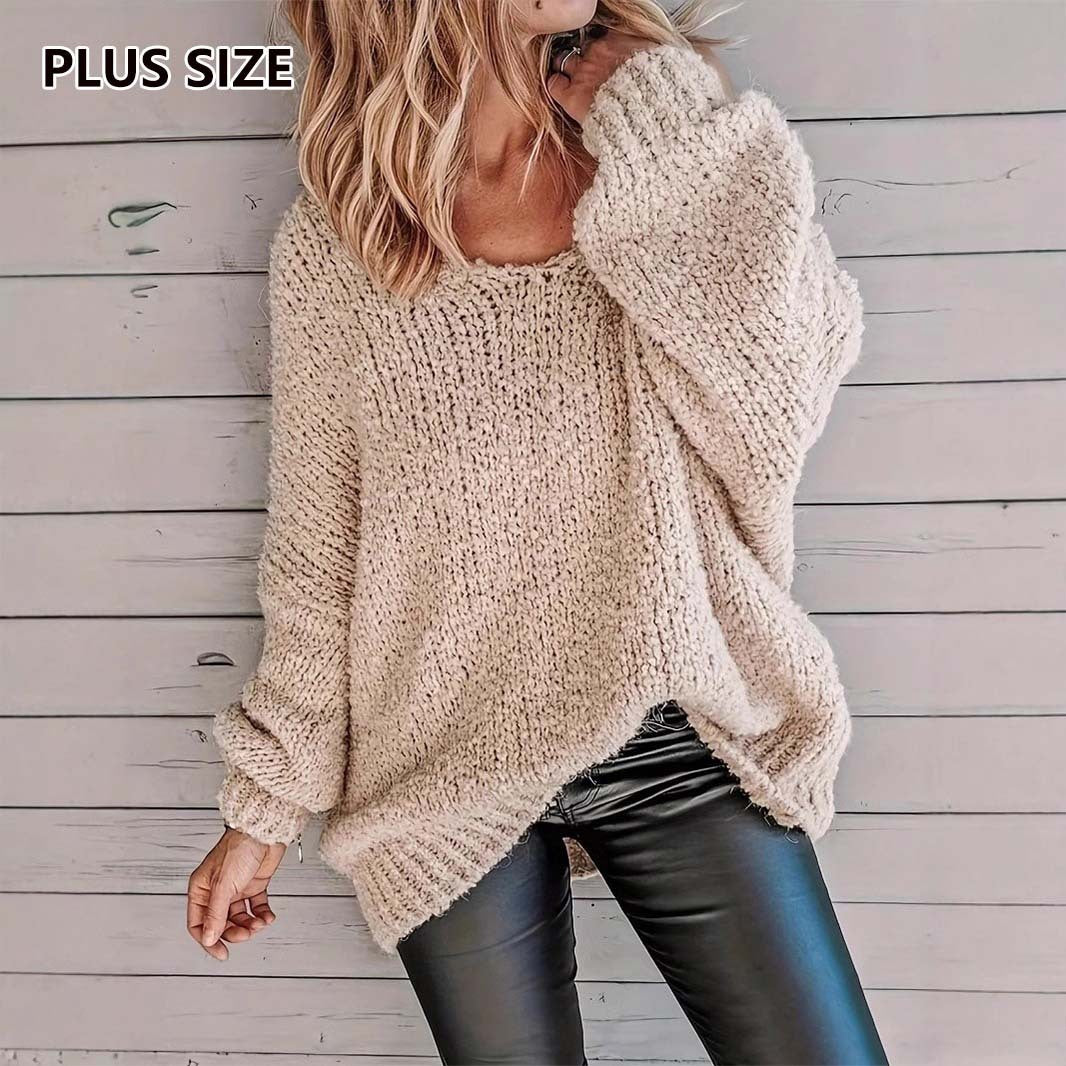 Loose Casual Plus Size Crew Neck Pullover Sweater