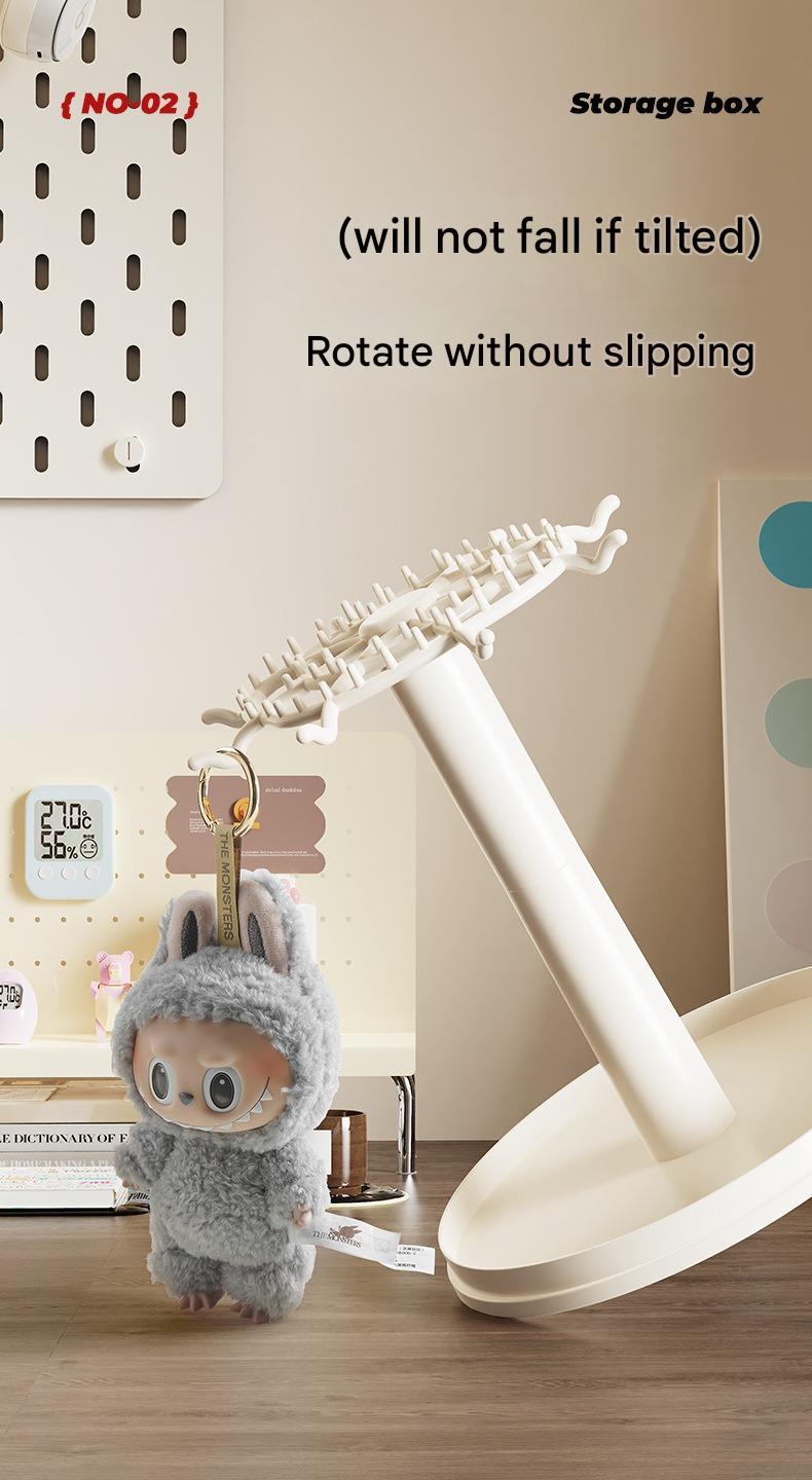 Rotating Handheld Blind Box Display Rack Transparent Labubu Plush Doll Storage Case Dust Cover