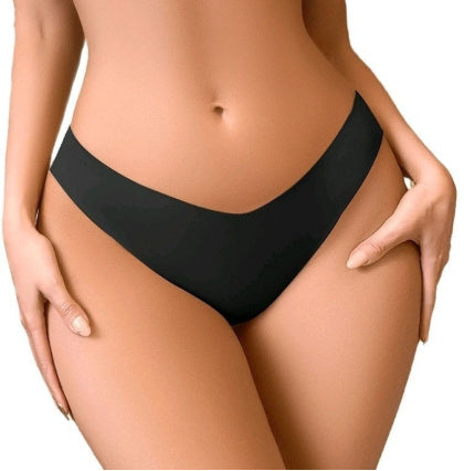 Plus Size Ice Silk Seamless One-piece High Elastic Invisible Thin V-shaped Waist Briefs