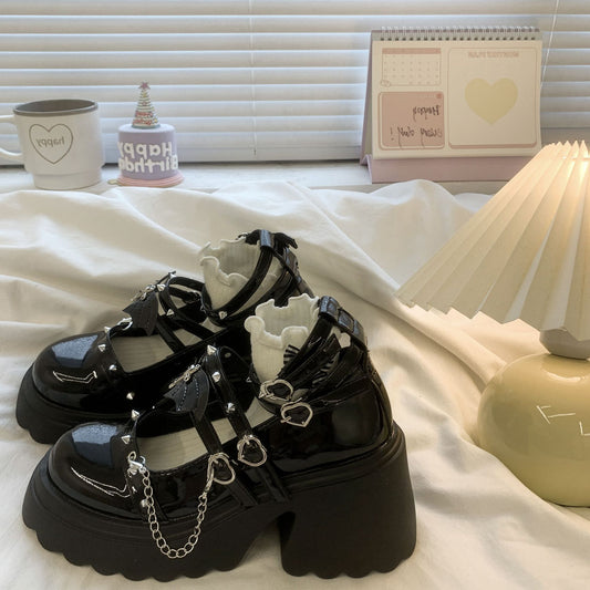Fashion Bat Cosplay Metal Chain Buckle Lolita Shoes