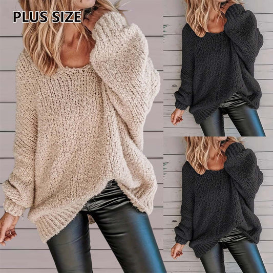 Loose Casual Plus Size Crew Neck Pullover Sweater