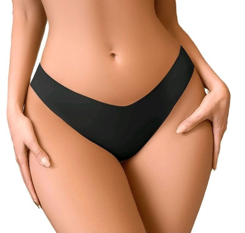 Plus Size Ice Silk Seamless One-piece High Elastic Invisible Thin V-shaped Waist Briefs