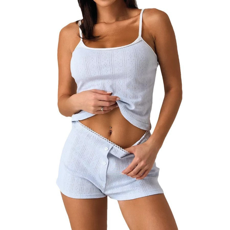 Women's Pajamas Summer Suspender Top Shorts Home Wear Two-piece Set