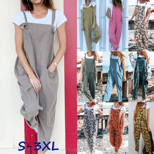 Women's European And American Style Summer Loose Sleeveless Overalls