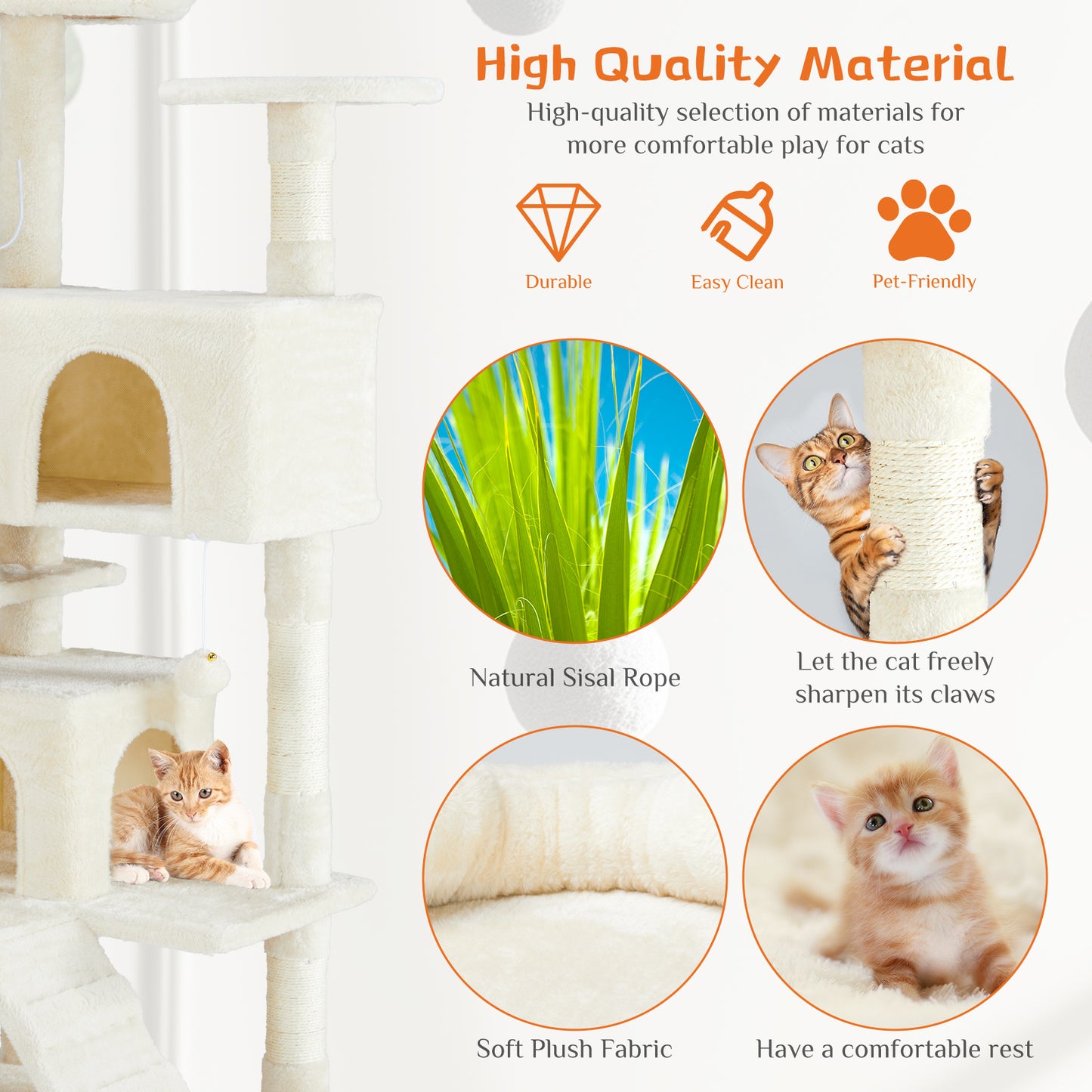 Multi-functional Cat Tree House Cat Climbing Frame, Lounge And Recreation Area Detachable Toy, 54in Dark Blue