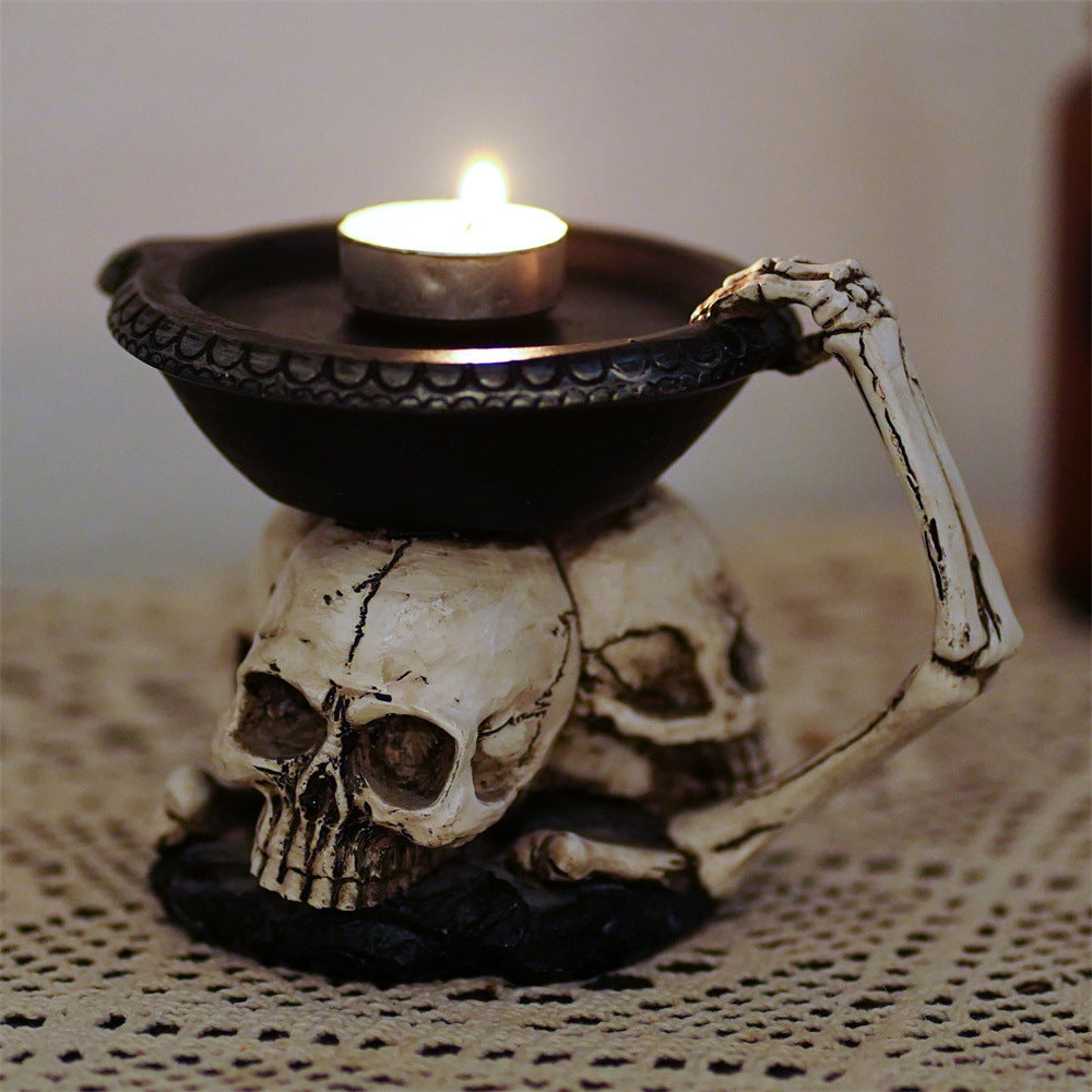 Creative Three Ghost Head Top Candle Desktop Storage Tray